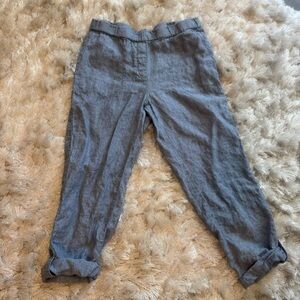 100% Linen PureJill J. Jill Blue Trousers Pants Spring Summer Stretchy
